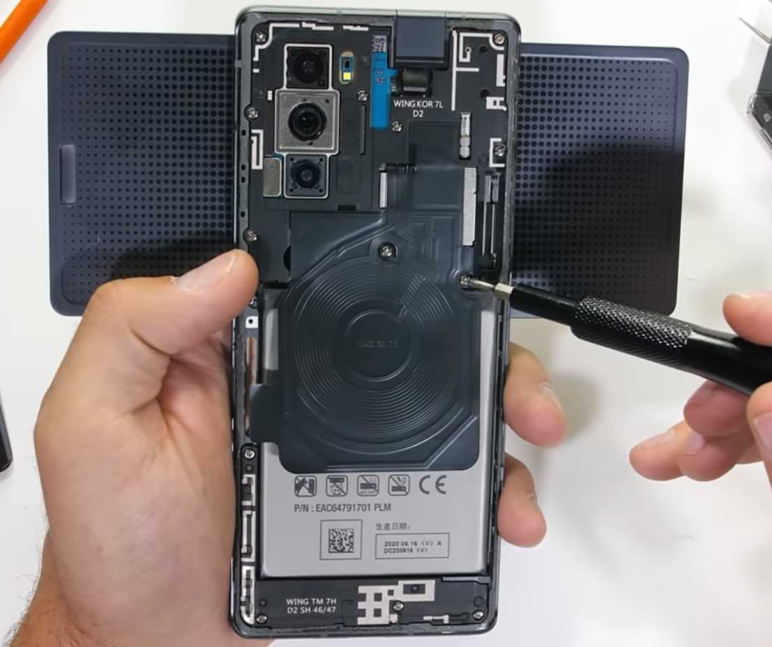 Seeing the Inside Components of the LG Wing Smartphone and How the Hinges Work