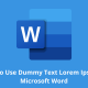 How To Use Dummy Text Lorem Ipsum in Microsoft Word