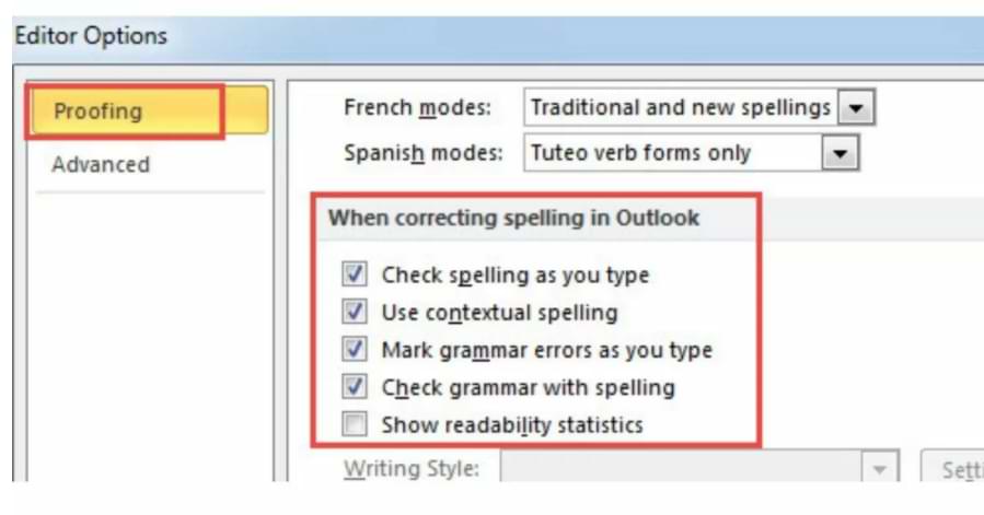 How to Automatic Spelling, Grammar, Contextual Check in Outlook