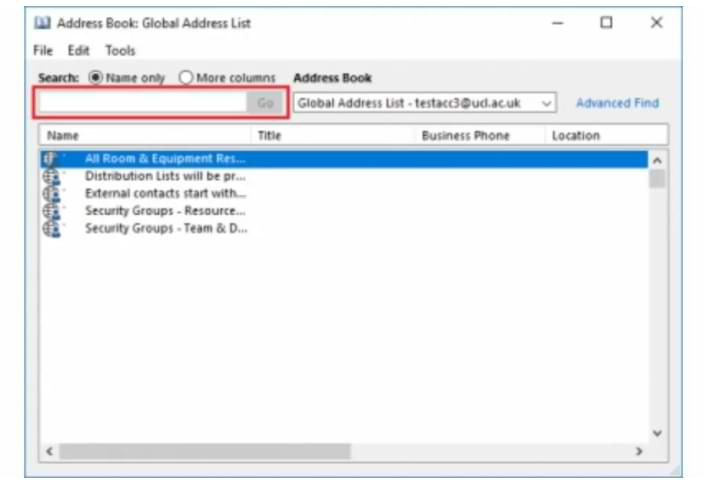 How to Search Global Address List in Outlook