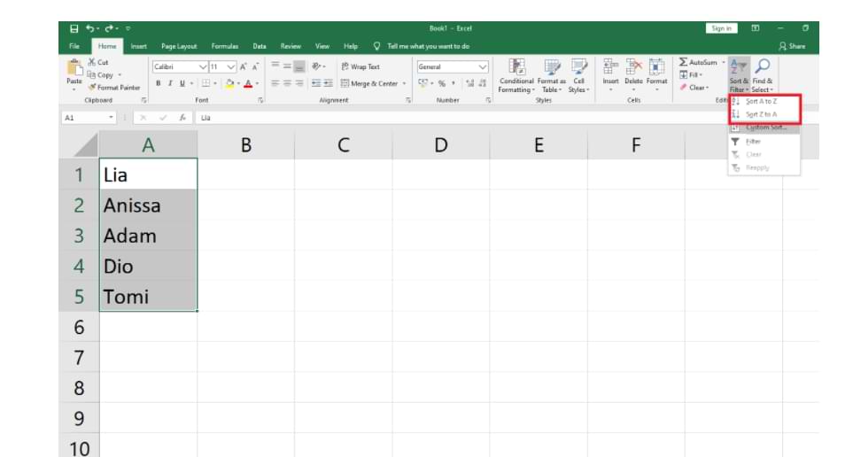 How to Sort Various Data in Excel Quickly