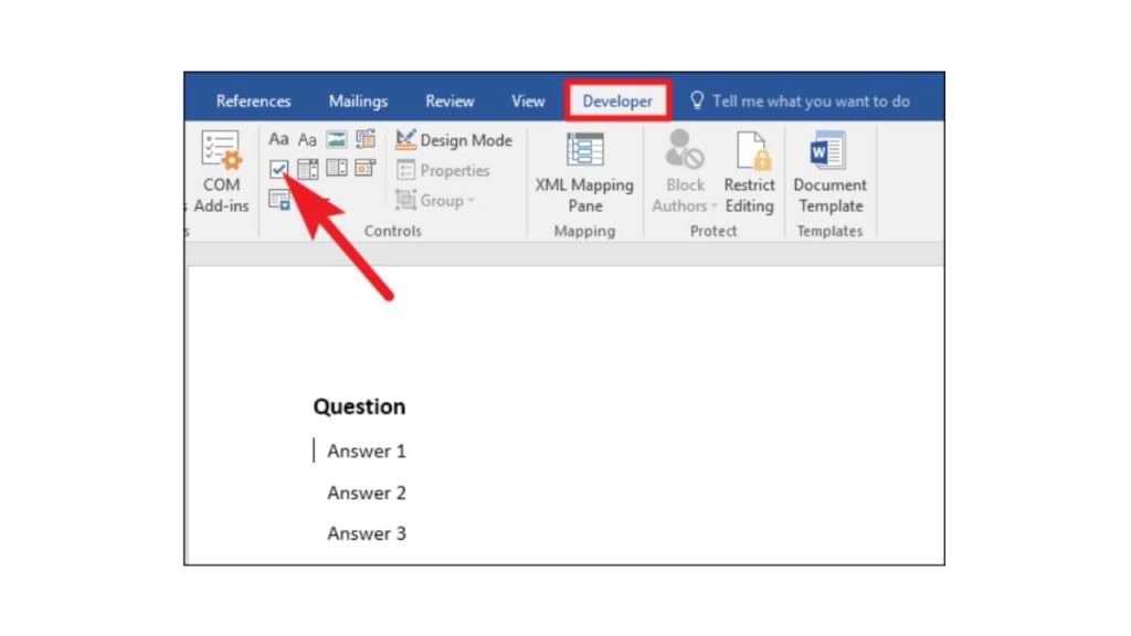 Check Box in a Microsoft Word Document