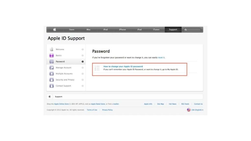 change Apple ID password