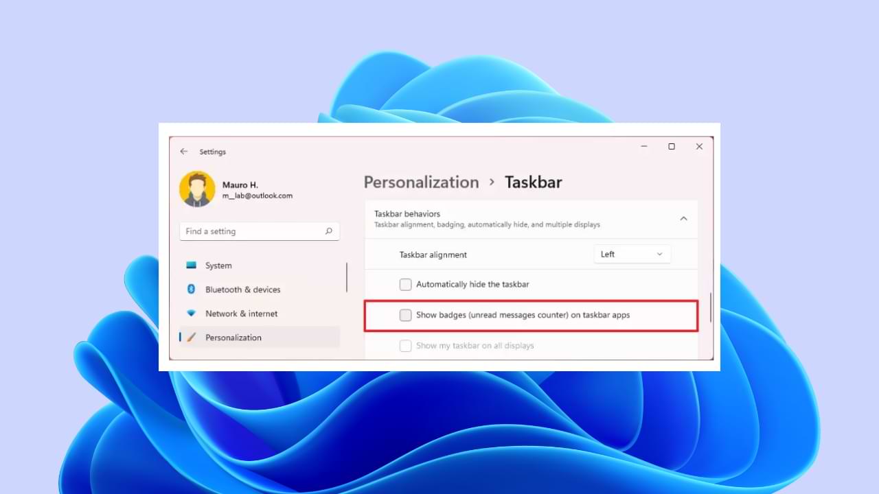 How to Remove Badge Notifications on Windows 11 Taskbar