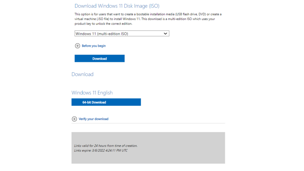 How to download a Windows 11 ISO file