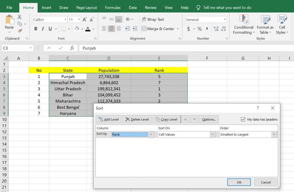 Rank in MS Excel for Beginners